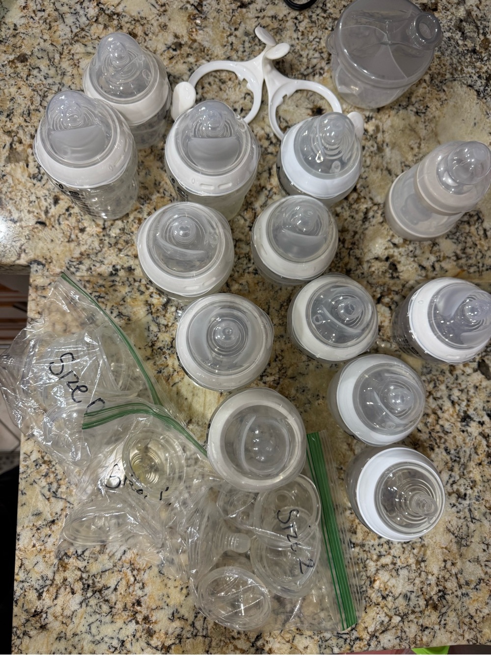 Unbranded White Baby Bottle Feeding Set with Nipples and Caps